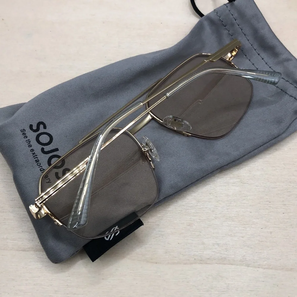 SOJOS Trendy Aviator Sunglasses UNISEX Retro Double Bridge Metal  1191 c2  NWOT